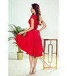 Асиметрична червена рокля с дантела Patricia-1 снимка