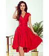 Асиметрична червена рокля с дантела Patricia -2 снимка