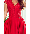 Асиметрична червена рокля с дантела Patricia -4 снимка