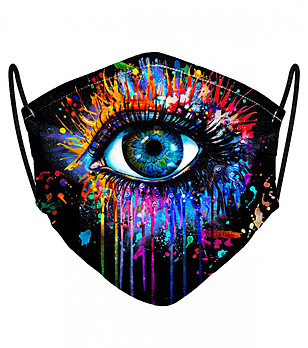 Предпазна маска за лице от текстил Black fullprint снимка