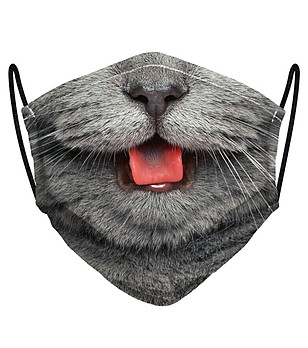 Предпазна маска за лице от текстил Grey cat снимка