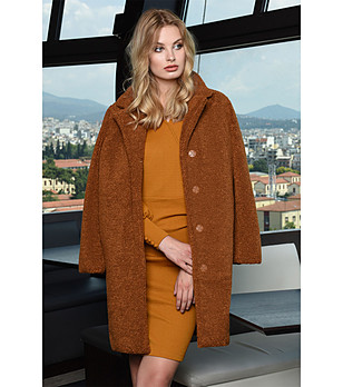 Дамско палто в цвят камел Hermina снимка