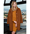 Дамско палто в цвят камел Hermina-0 снимка