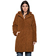 Дамско палто в цвят камел Hermina-1 снимка