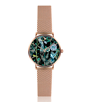Розовозлатист дамски часовник с ефектен циферблат Garden  снимка