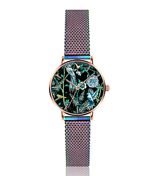 Розовозлатист часовник с ефектен циферблат и верижка в цвят хамелеон Garden снимка