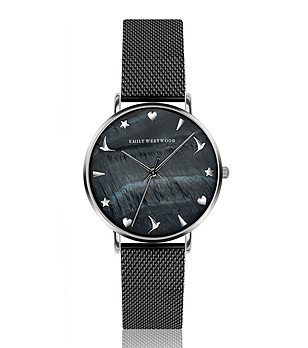 Дамски часовник в черно и сребристо Dark Seashell снимка