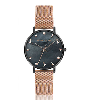 Дамски часовник в черно и розовозлатисто Dark Seashell  снимка