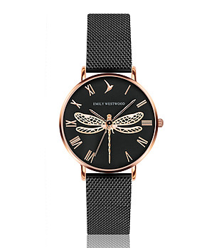 Дамски часовник в черно и розовозлатисто Dragonfly снимка