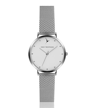Дамски часовник в сребристо с бял циферблат Classic снимка