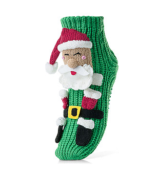 Коледни противохлъзгащи дамски плетени чорапи Santa снимка