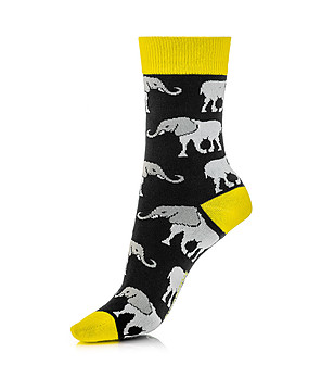Unisex чорапи в черно и жълто с мотиви Еléphant снимка