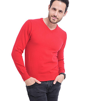 Червен мъжки пуловер с кашмир и коприна Randy снимка