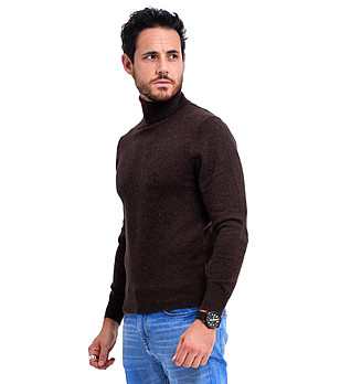 Кафяв мъжки пуловер Sandro с кашмир и коприна снимка