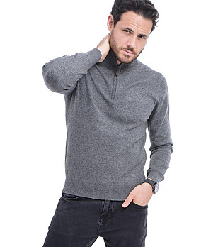 Мъжки сив пуловер Gino с кашмир и коприна снимка