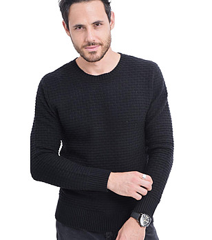 Мъжки черен пуловер с кашмир Dominik снимка