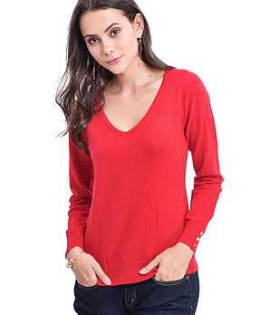 Червен дамски пуловер Radinora снимка