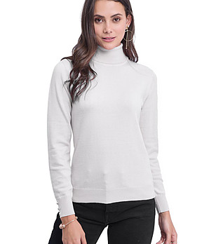 Дамски бял пуловер с кашмир Lisette снимка