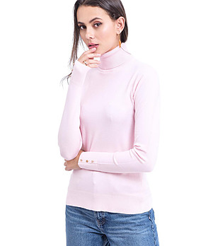 Розов дамски поло пуловер с изчистен дизайн Rikarda снимка