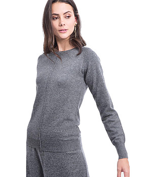 Стилен дамски пуловер в сиво Vedena снимка