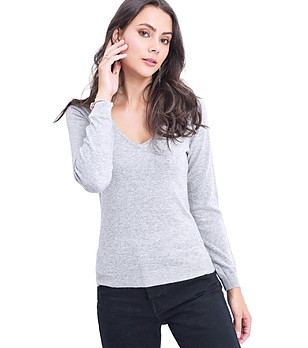 Стилен дамски пуловер в сиво Zenda снимка