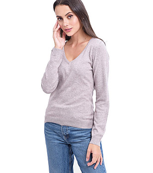 Стилен дамски пуловер в пясъчен цвят Zenda снимка