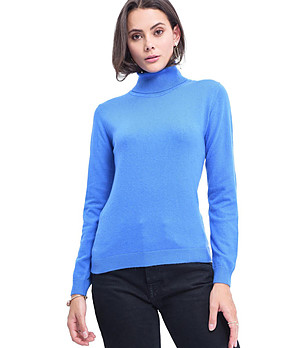 Дамски пуловер в цвят кобалт Daiana снимка