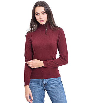 Дамски пуловер в цвят бордо Daiana снимка