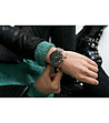 Сребрист дамски часовник с черен циферблат със седефен ефект Seashell-1 снимка