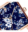 Розовозлатист дамски часовник със син циферблат с принт Blossom -1 снимка