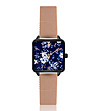 Часовник в черно и розовозлатисто със син циферблат с принт Blossom -0 снимка