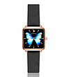 Часовник в розовозлатисто и черно с пеперуда на циферблата Butterfly-0 снимка