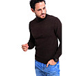 Кафяв мъжки пуловер Sandro с кашмир и коприна-2 снимка