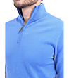 Мъжки син пуловер Gino с кашмир и коприна-3 снимка