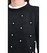 Черен дамски пуловер с декорация Jelly-2 снимка