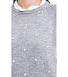 Сив дамски пуловер с декорация Jelly-2 снимка
