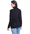 Черен дамски пуловер с плетеници Biana-1 снимка