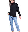 Черен дамски пуловер с плетеници Biana-2 снимка