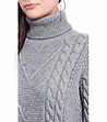 Сив дамски пуловер с плетеници Biana-3 снимка