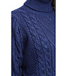 Тъмносин дамски пуловер с плетеници Biana-3 снимка