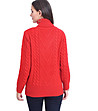 Червен дамски пуловер с плетеници Biana-1 снимка