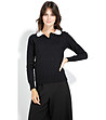Стилен дамски пуловер в черно с кашмир и коприна Irmona-0 снимка