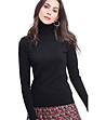 Черен дамски пуловер с поло яка Rikarda-0 снимка