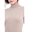 Дамски поло пуловер с изчистен дизайн  в пясъчен нюанс Rikarda-3 снимка