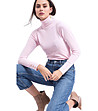 Розов дамски поло пуловер с кашмир Rikarda-2 снимка