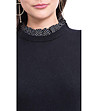 Ефектен дамски пуловер с кашмир и коприна в черно Mevita-3 снимка