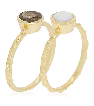 Комплект от 2 пръстена с естествени камъни  Cléa снимка