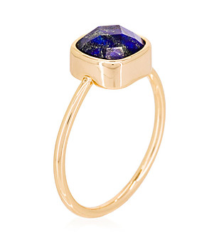 Златист дамски пръстен със син лапис лазули Ella снимка