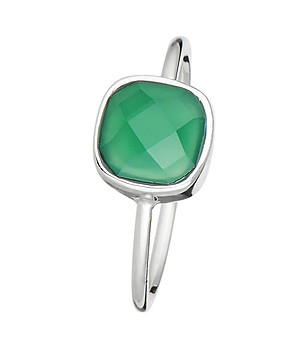 Сребрист дамски пръстен със зелен камък Ella снимка