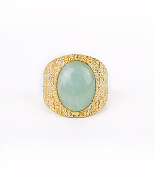 Дамски златист пръстен със син камък Ina снимка